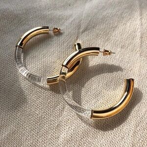 LADY GREY JEWELRY MIRAGE HOOPS IN GOLD + CLEAR